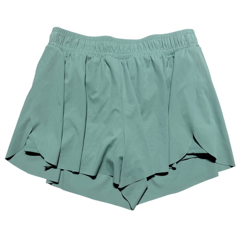Zella Athletic Skorts Girls L 10/12 Green Ribbed Short Style Running Yoga Sporty